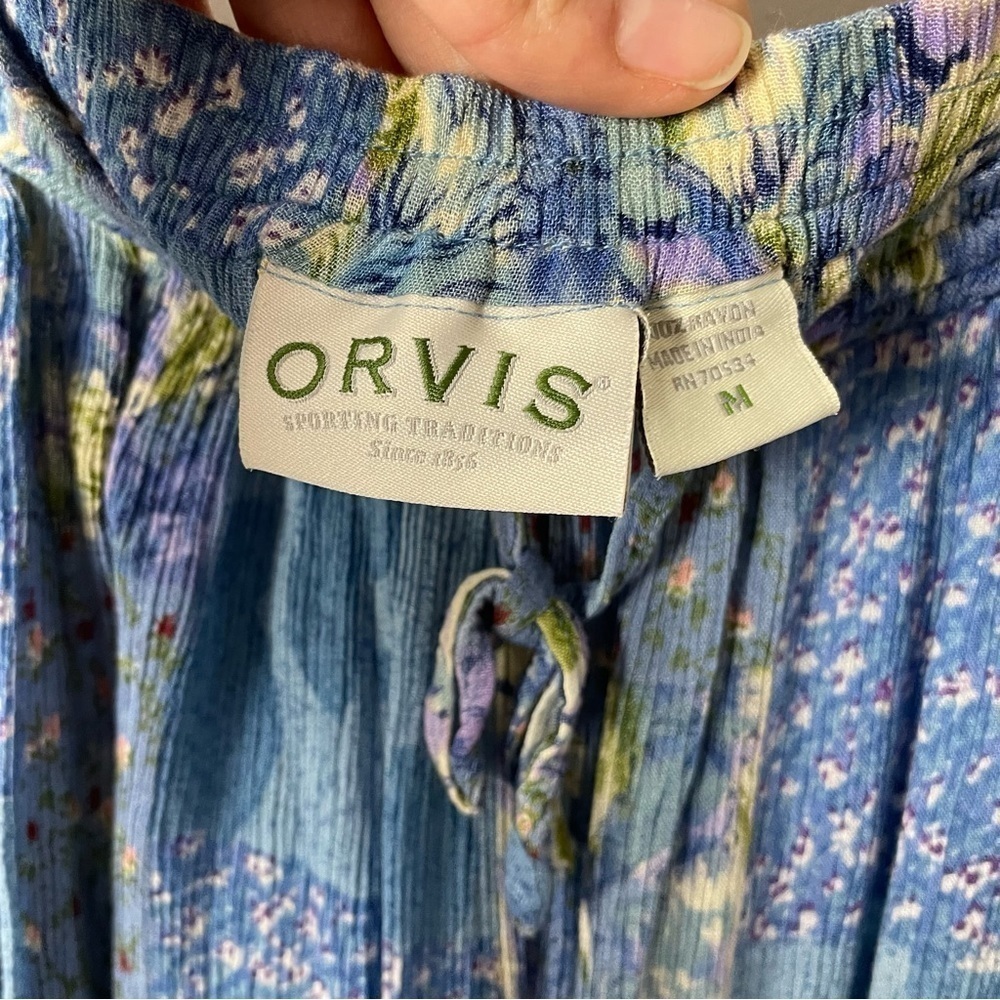 [Orvis] Blue Patchwork Printed Elastic Drawstring… - image 4